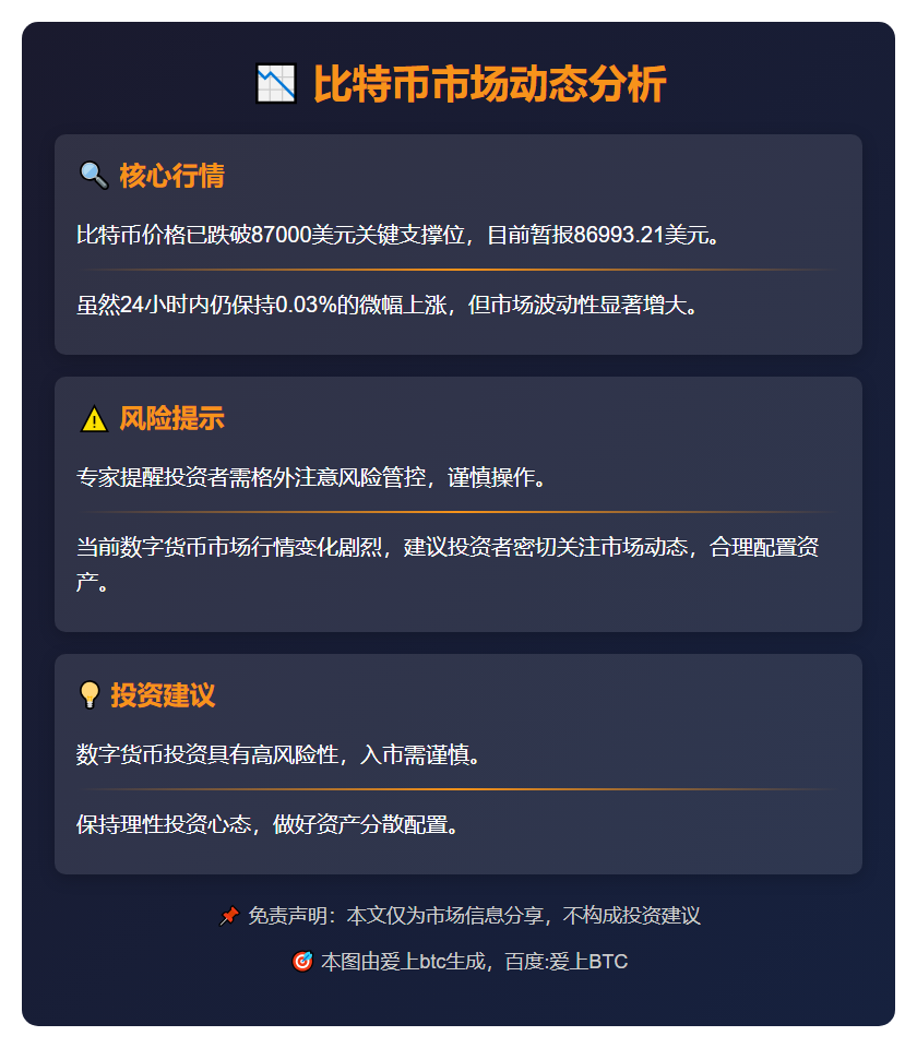 BTC跌破87000美元
