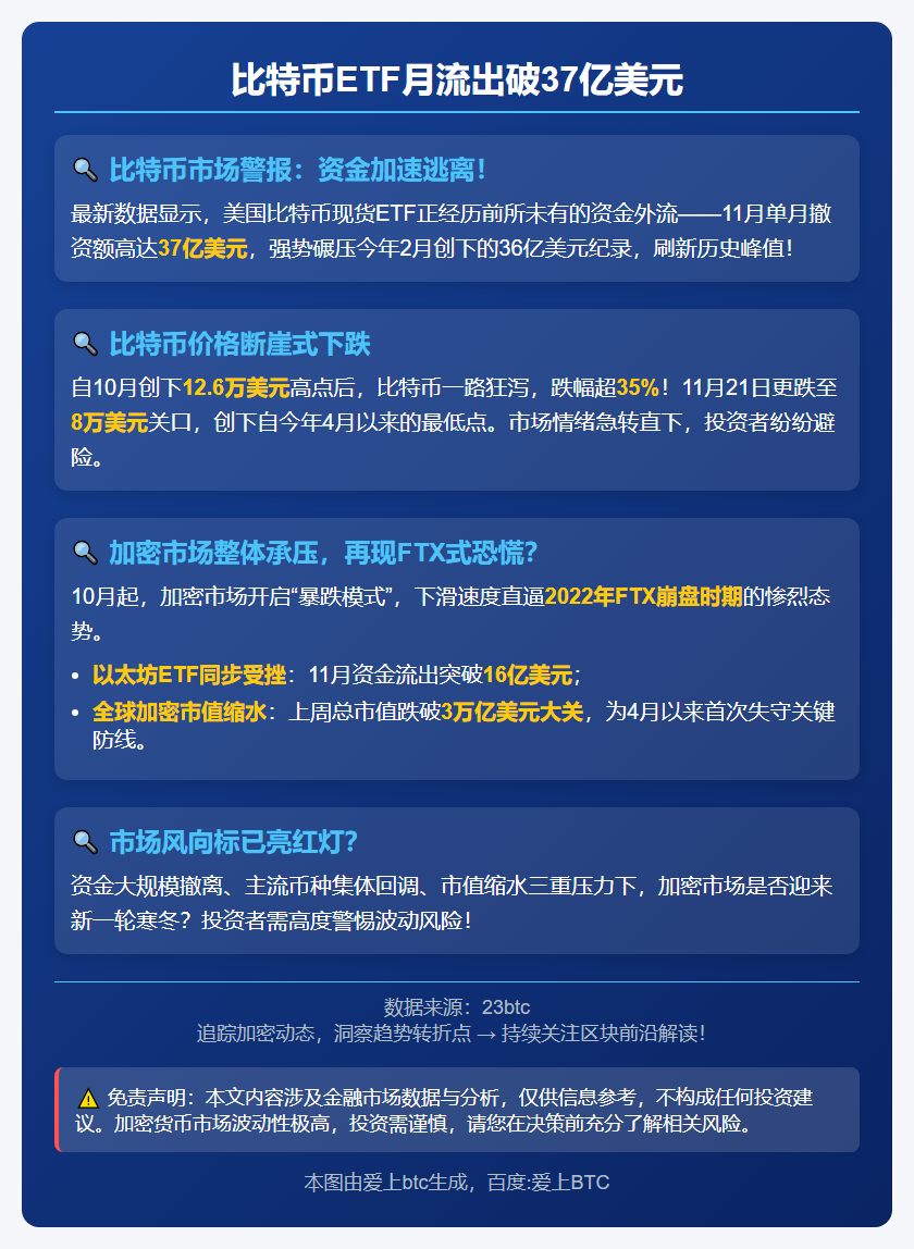 比特币ETF月流出破37亿美元