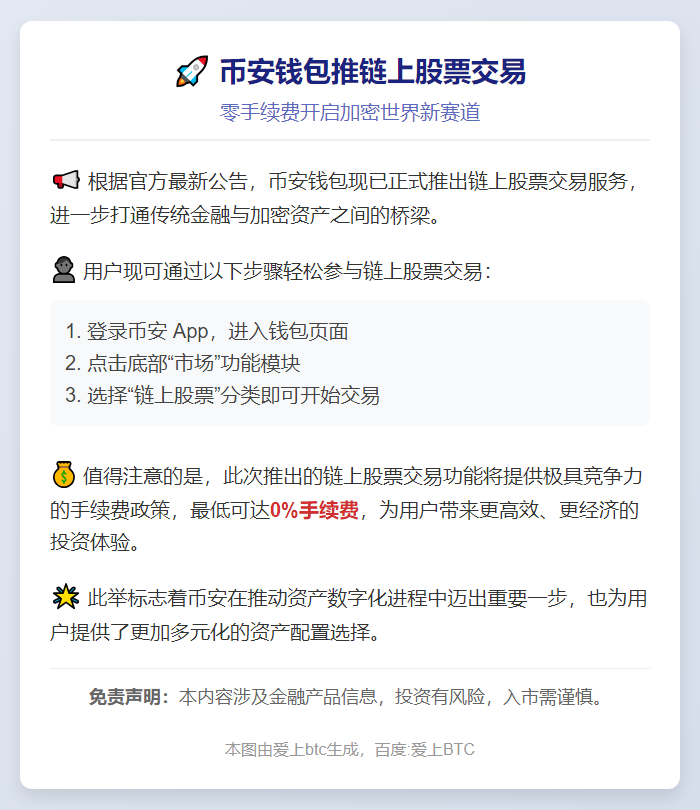 币安钱包推链上股票交易