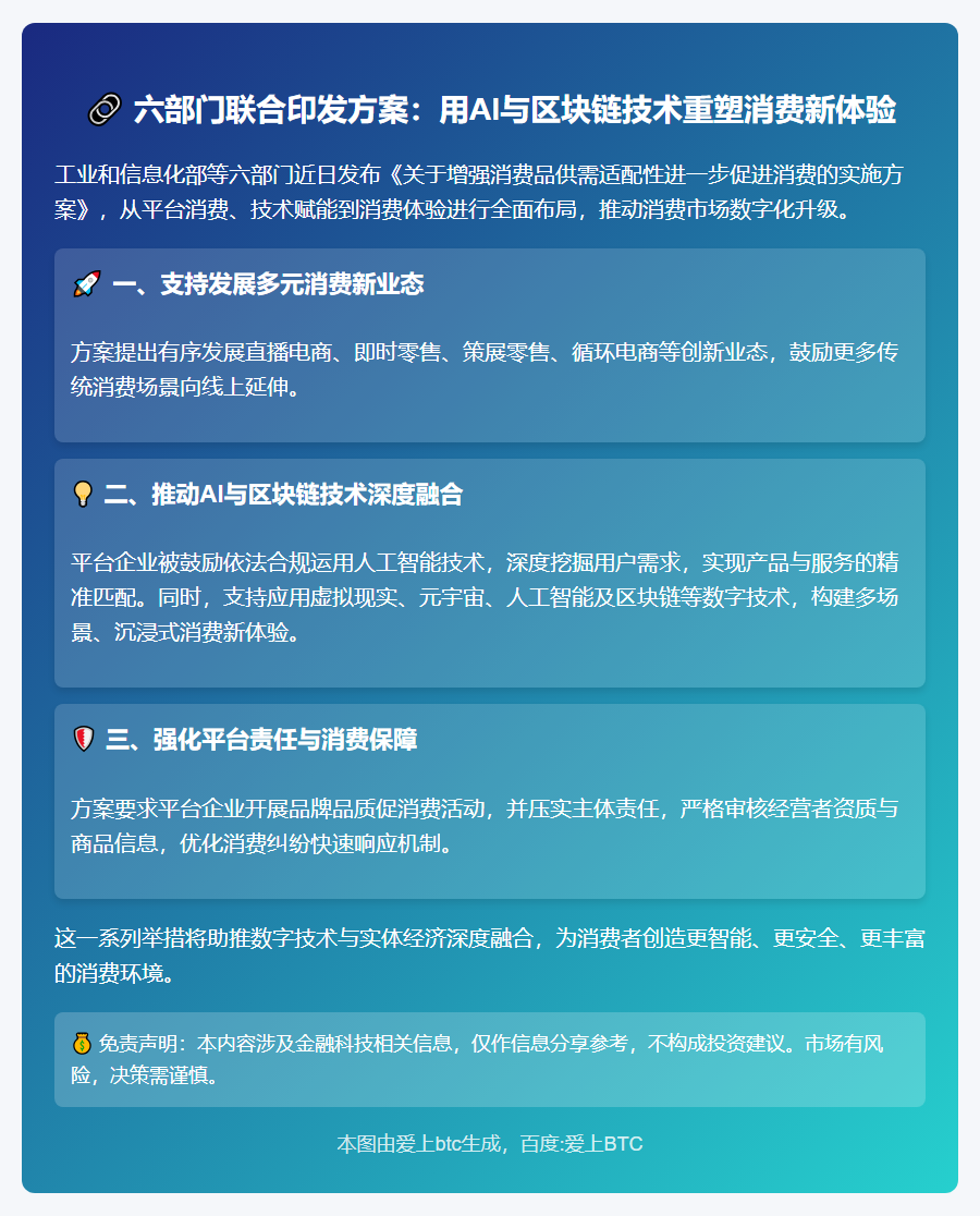 六部门支持平台企业应用AI、区块链创新消费体验