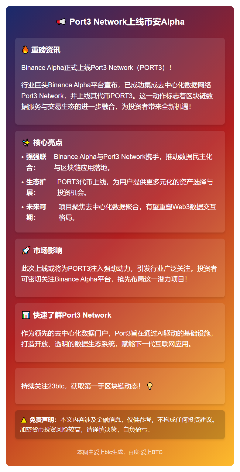 Port3 Network上线币安Alpha