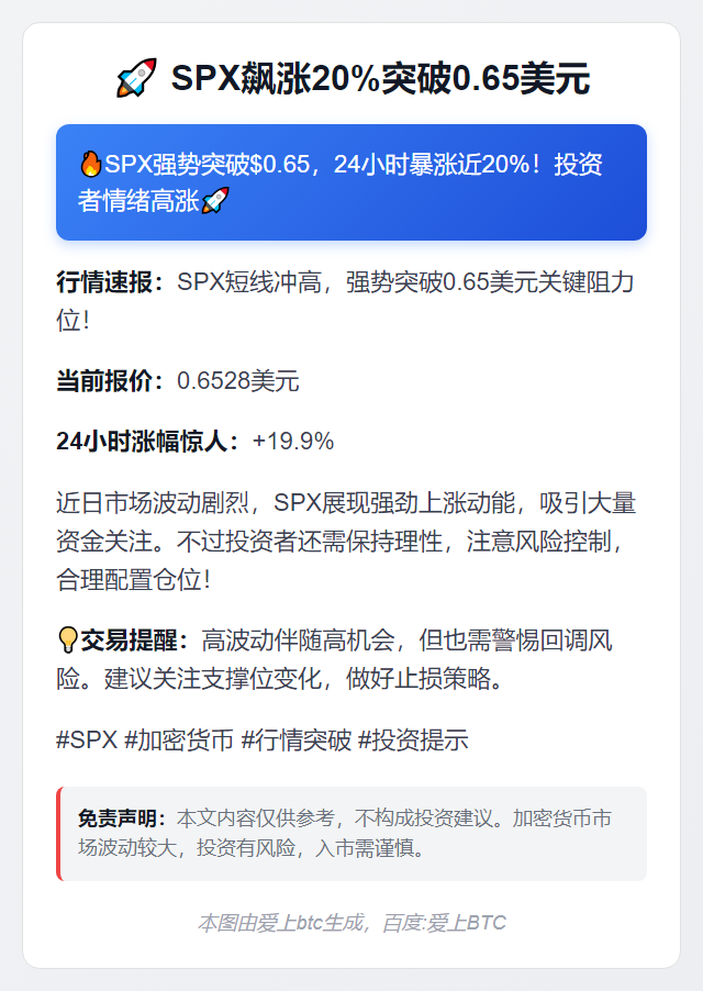 SPX飙涨20%突破0.65美元
