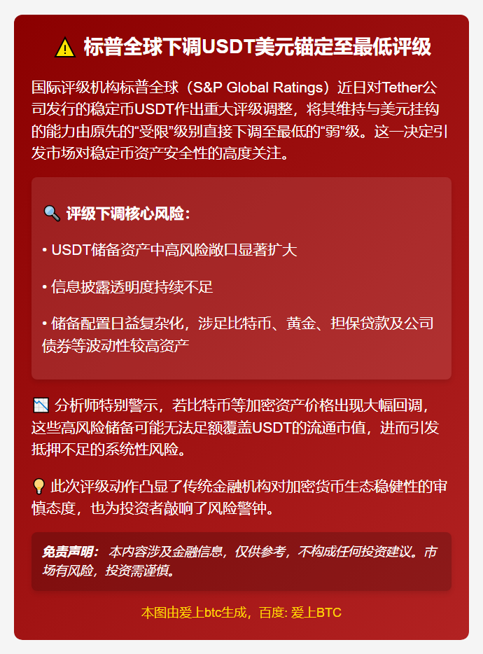 标普全球降USDT美元锚定至最低评级