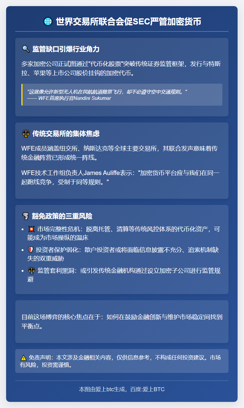 世界交易所联合会促SEC严管加密货币