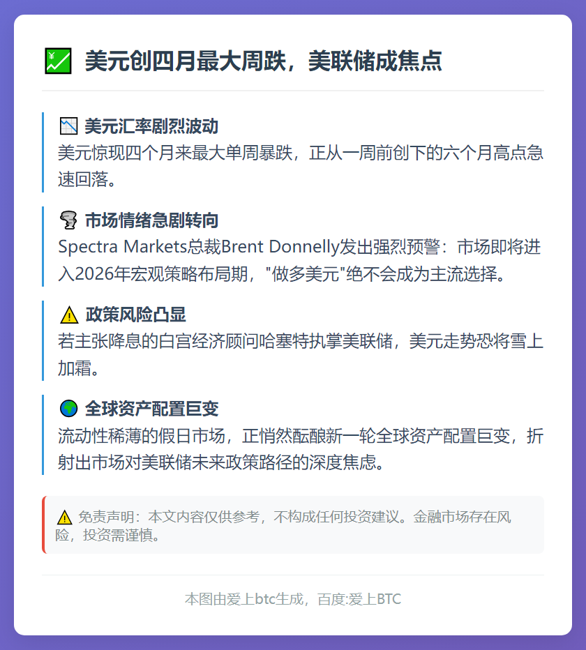 美元创四月最大周跌，美联储成焦点