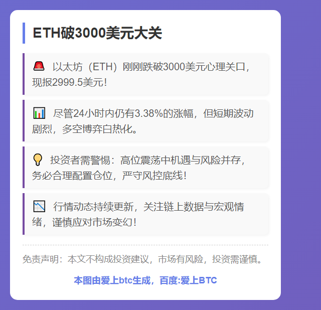 ETH破3000美元大关