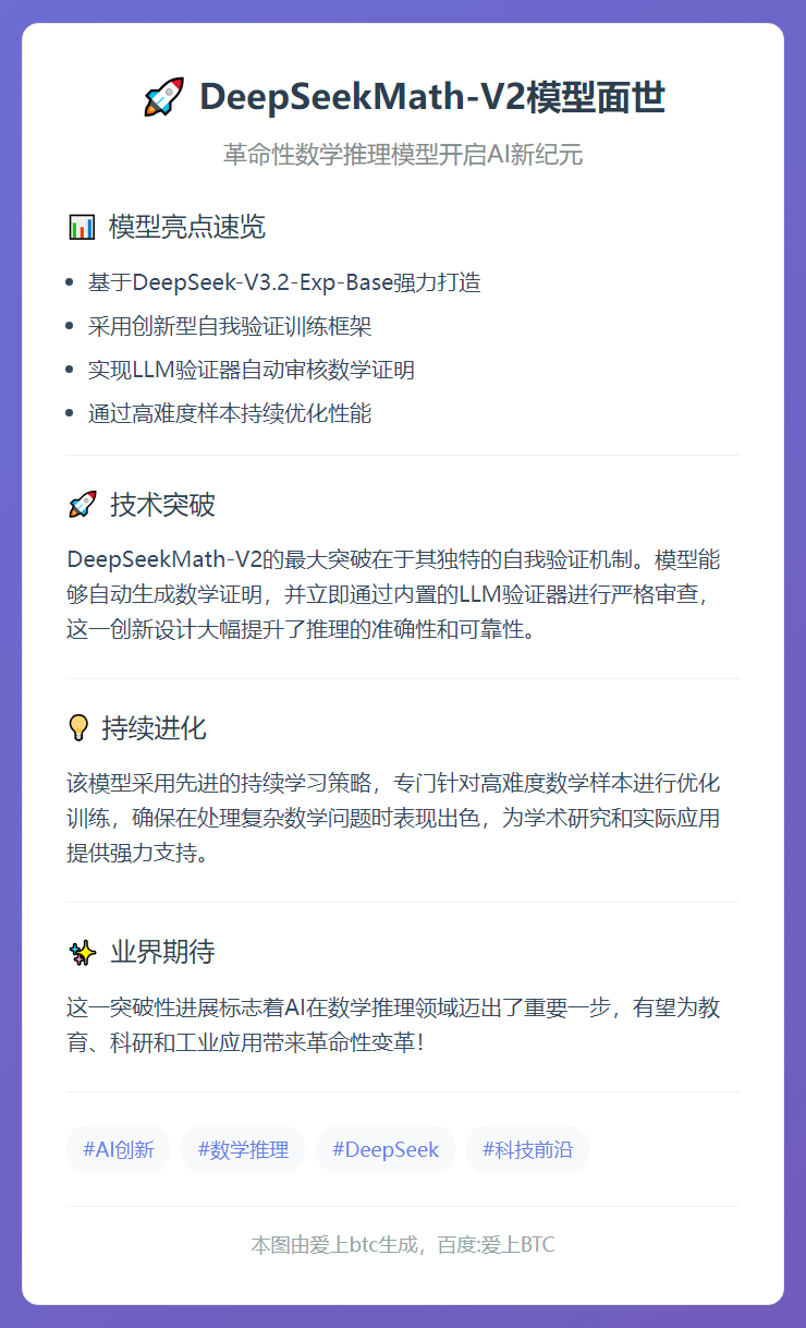 DeepSeekMath‑V2模型面世