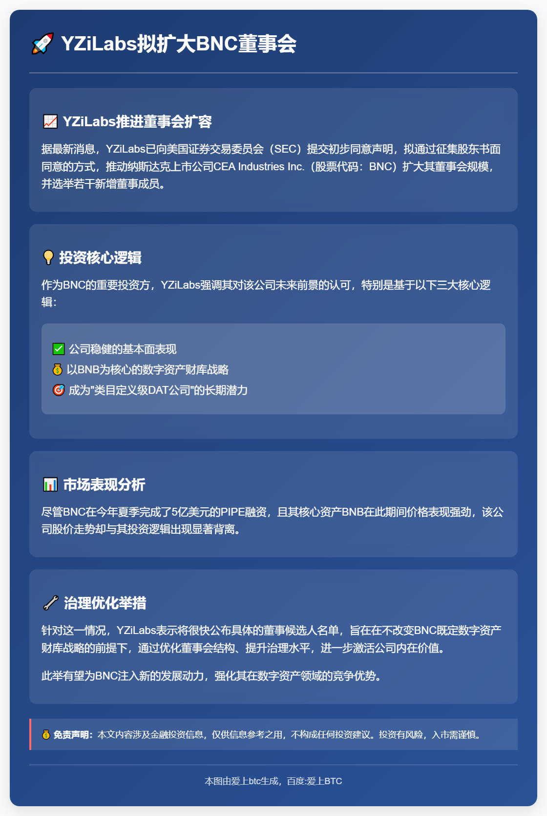 YZiLabs拟扩大BNC董事会