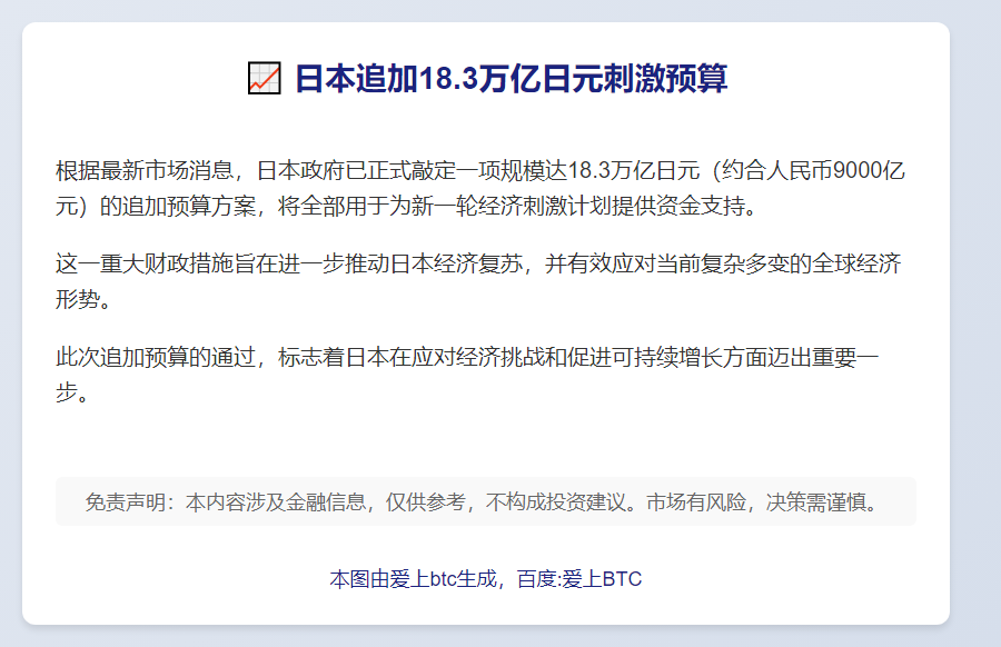 日本追加18.3万亿日元刺激预算
