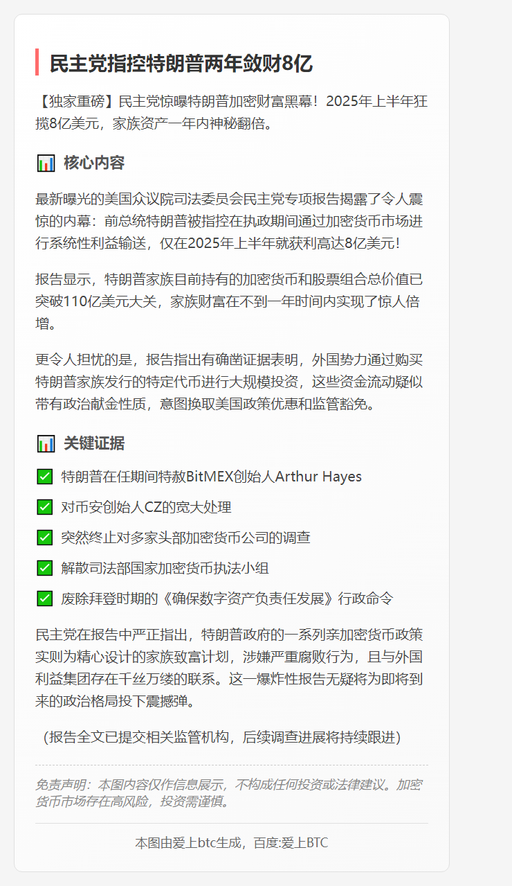 民主党指控特朗普两年敛财8亿