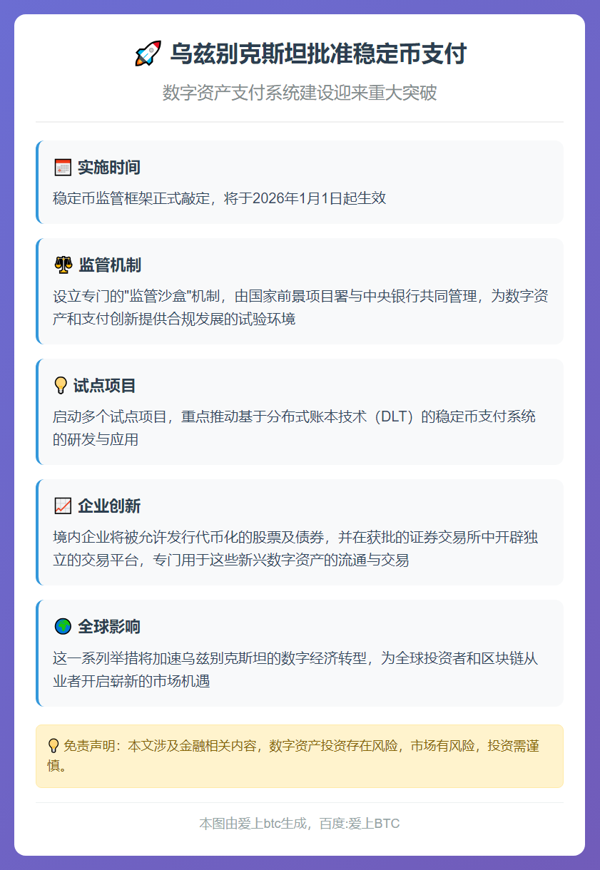乌兹别克斯坦批准稳定币支付