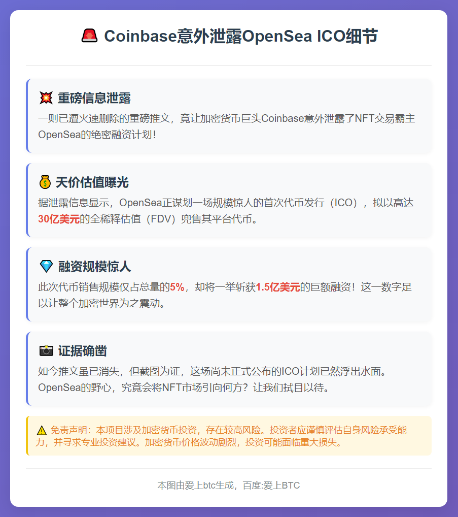 Coinbase意外泄露OpenSea ICO细节