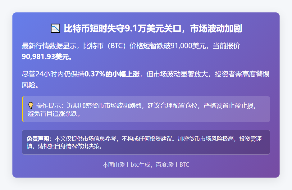 BTC失守91000美元