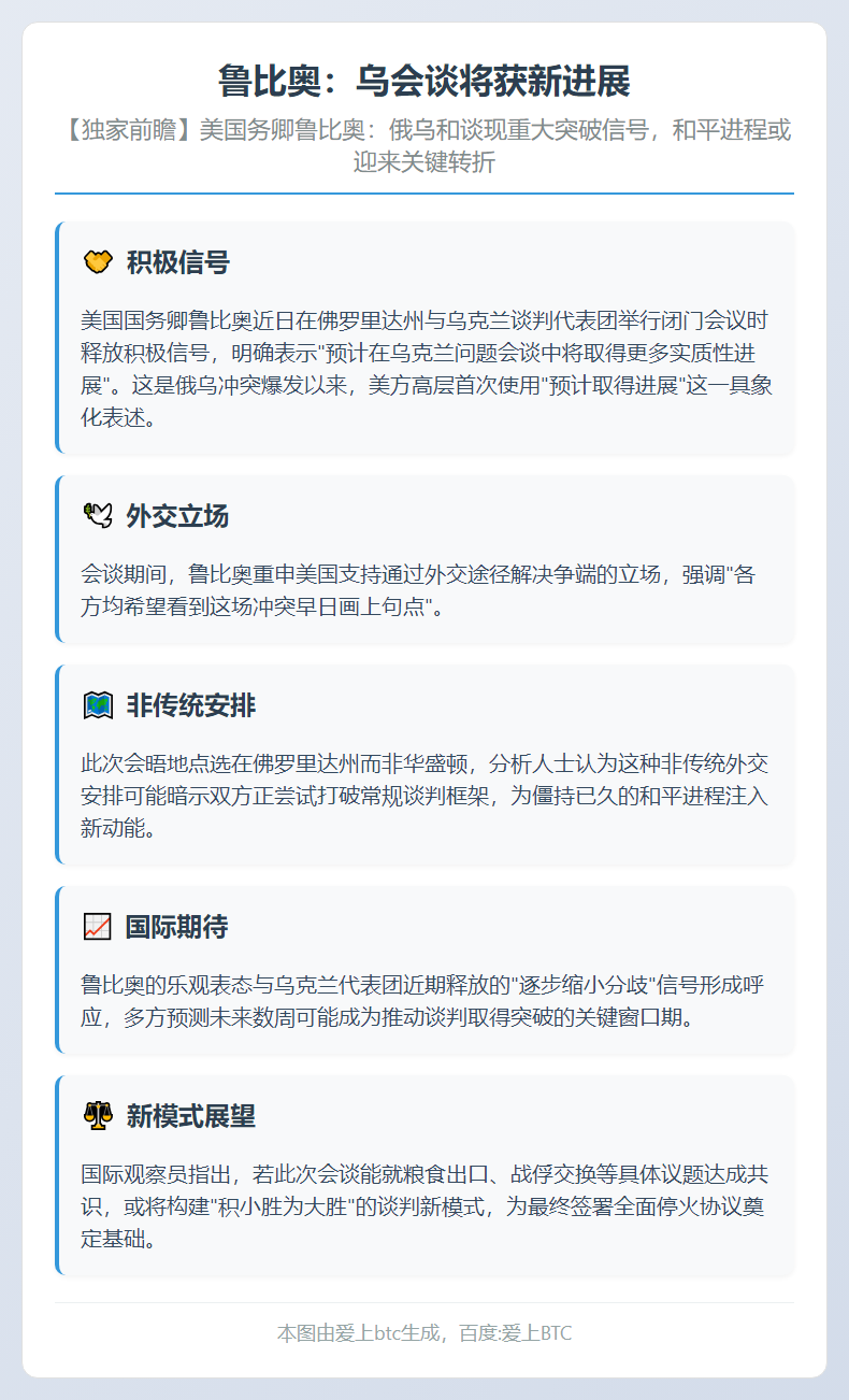 鲁比奥：乌会谈将获新进展