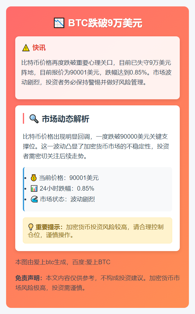 BTC跌破9万美元