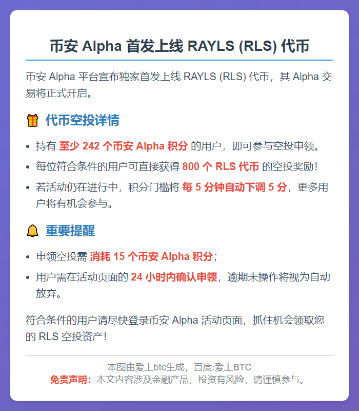 持仓242积分可申领800个RLS代币