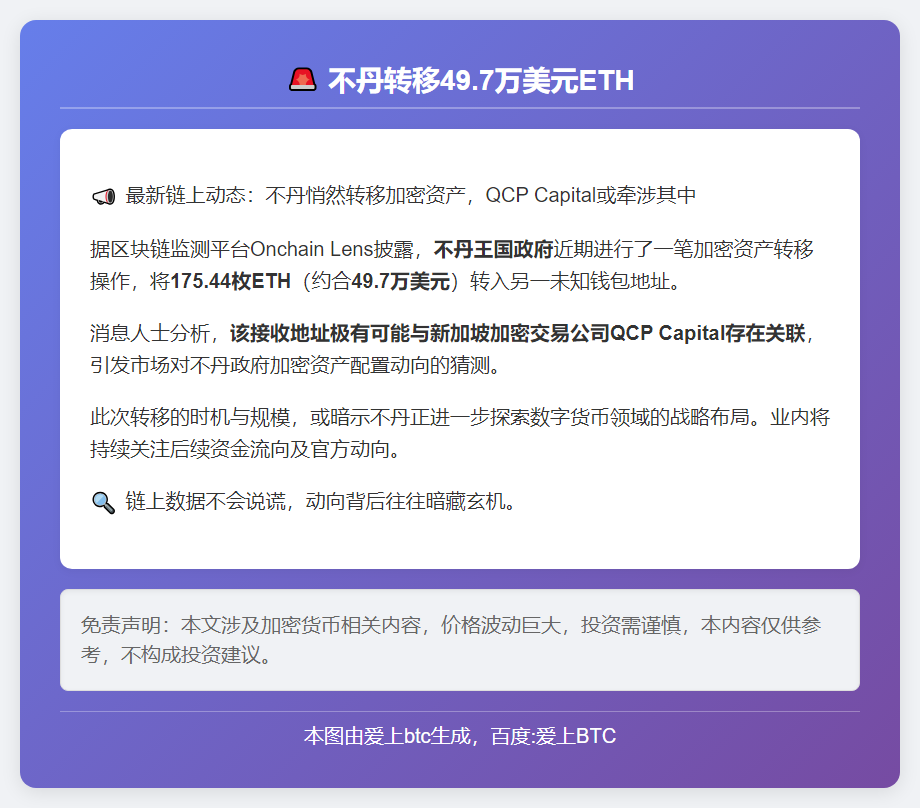 不丹转移49.7万美元ETH