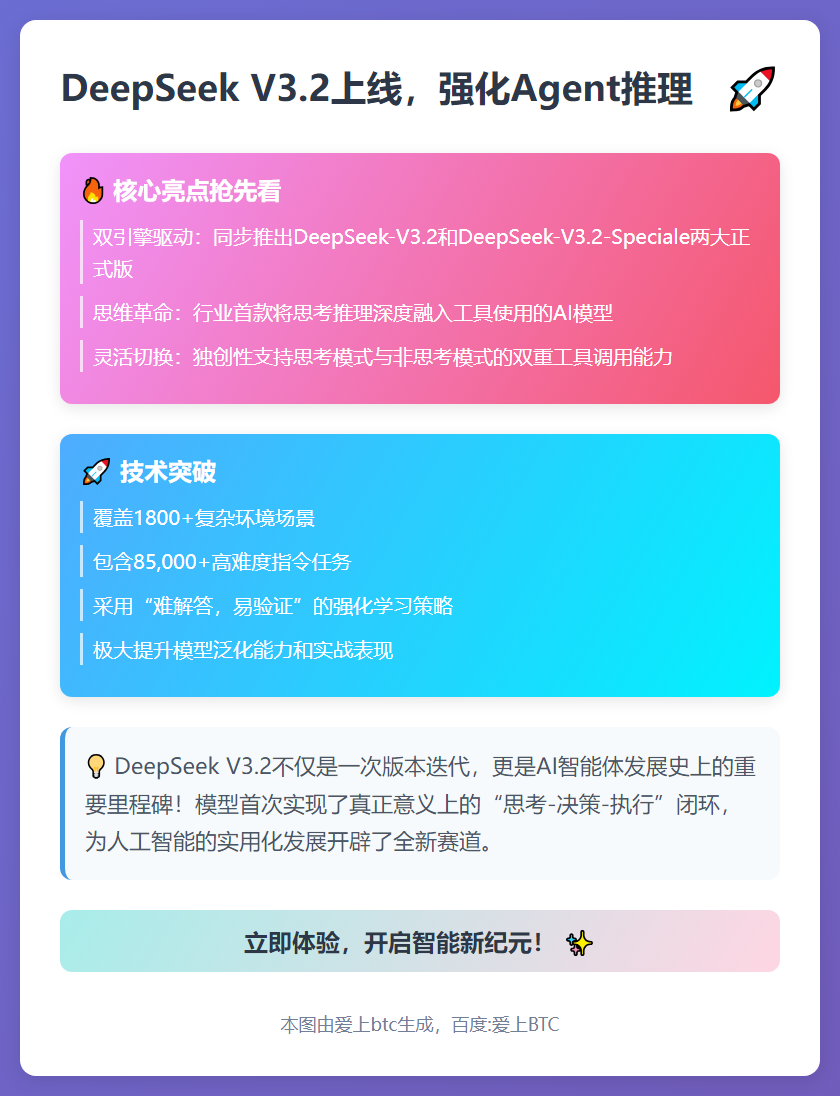 DeepSeek V3.2上线，强化Agent推理