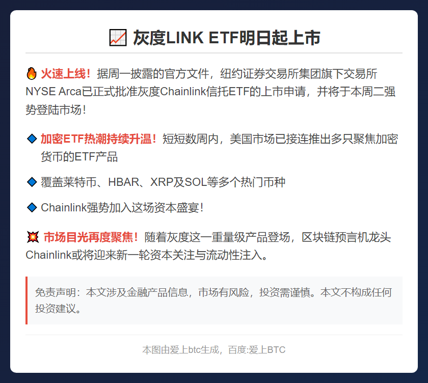 灰度LINK ETF明日起上市