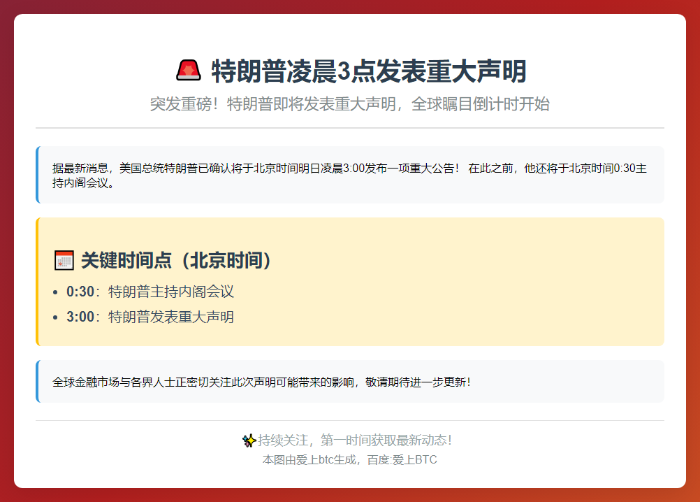 特朗普凌晨3点发表重大声明