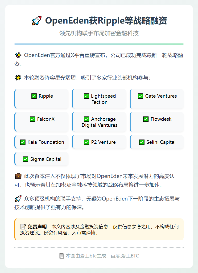 OpenEden获Ripple等战略融资