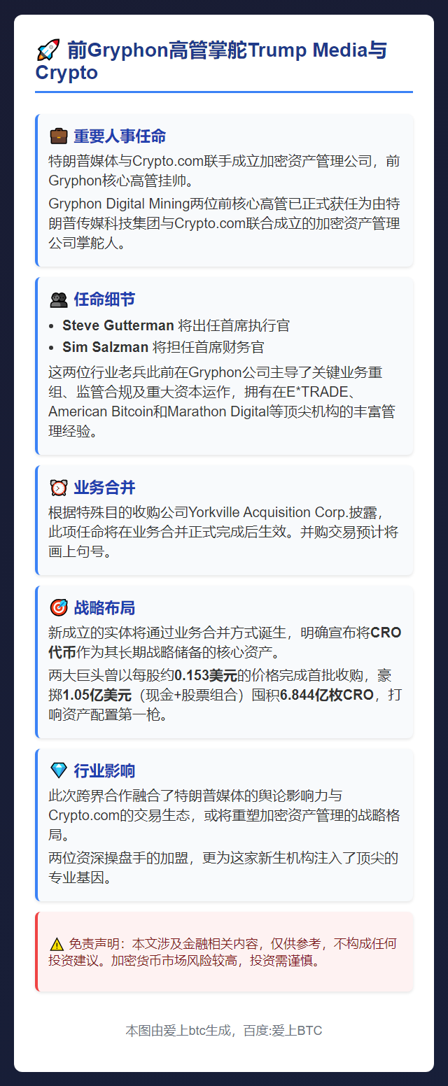 前Gryphon高管掌舵Trump Media与Crypto