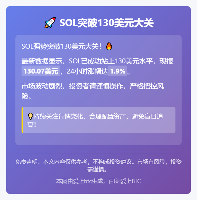 SOL突破130美元大关
