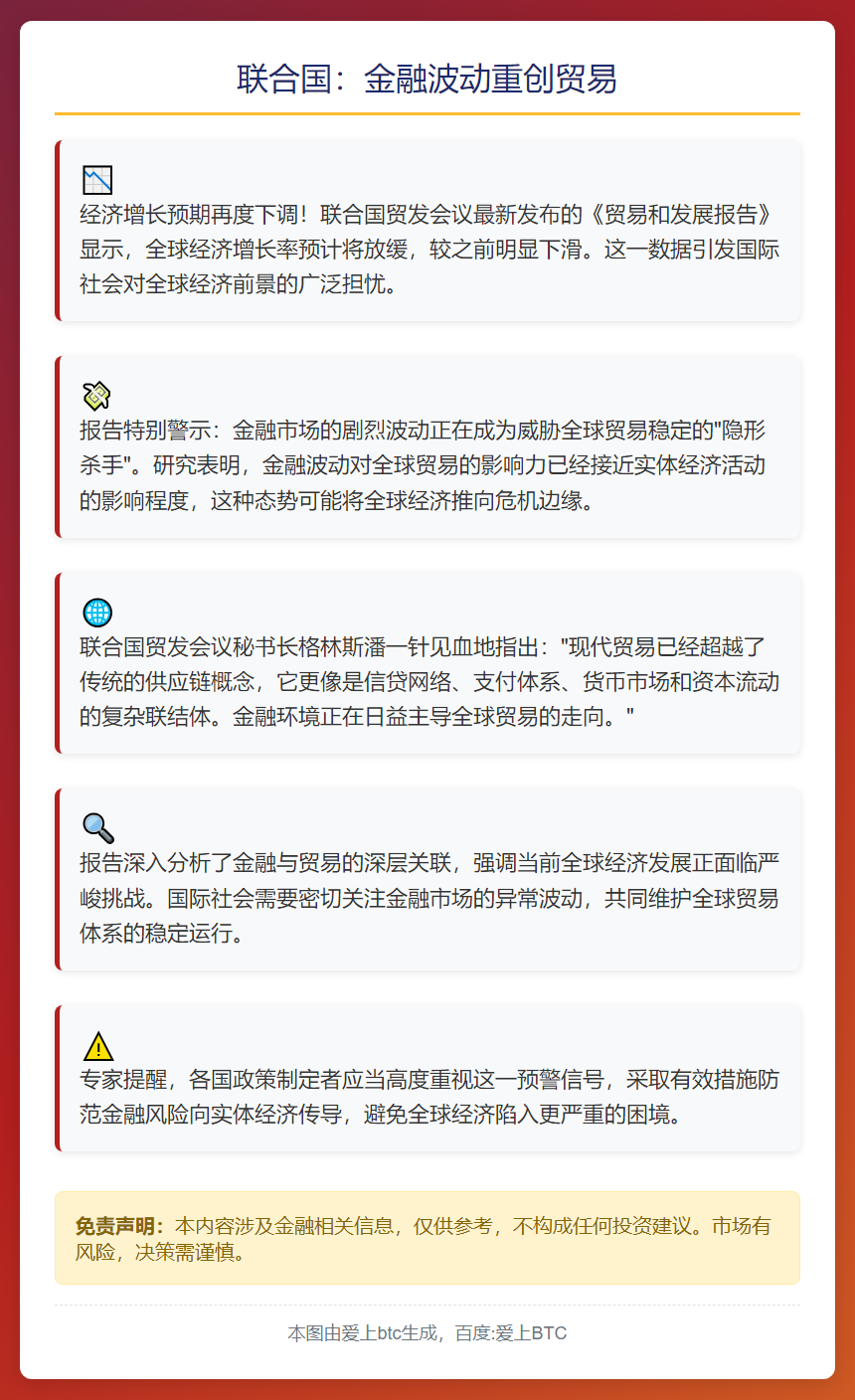 联合国：金融波动重创贸易