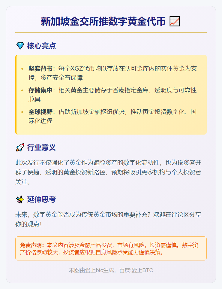 新加坡金交所推数字黄金代币