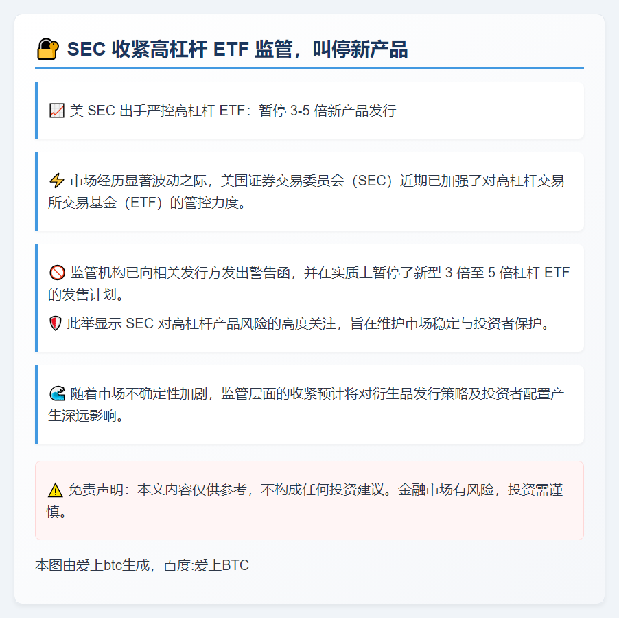 SEC 收紧高杠杆 ETF 监管，叫停新产品