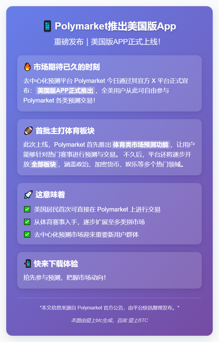 Polymarket推出美国版App