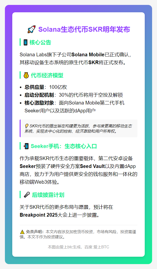 Solana生态代币SKR明年发布