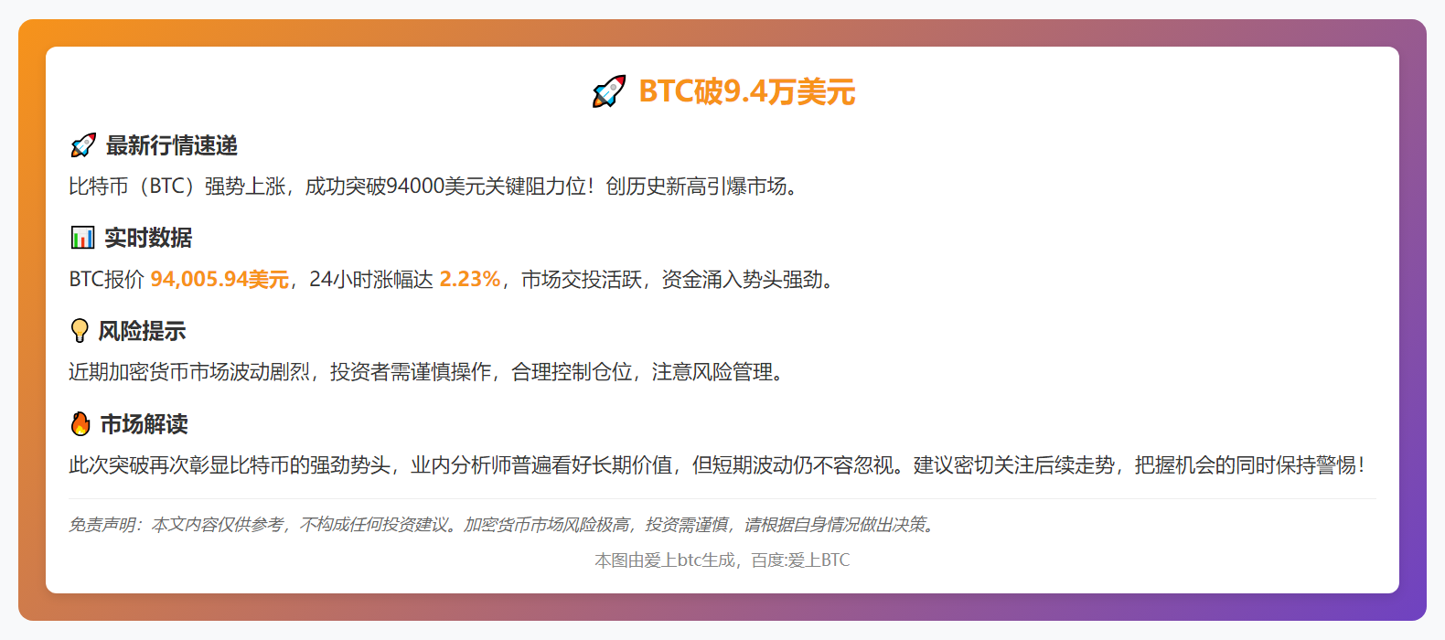 BTC破9.4万美元