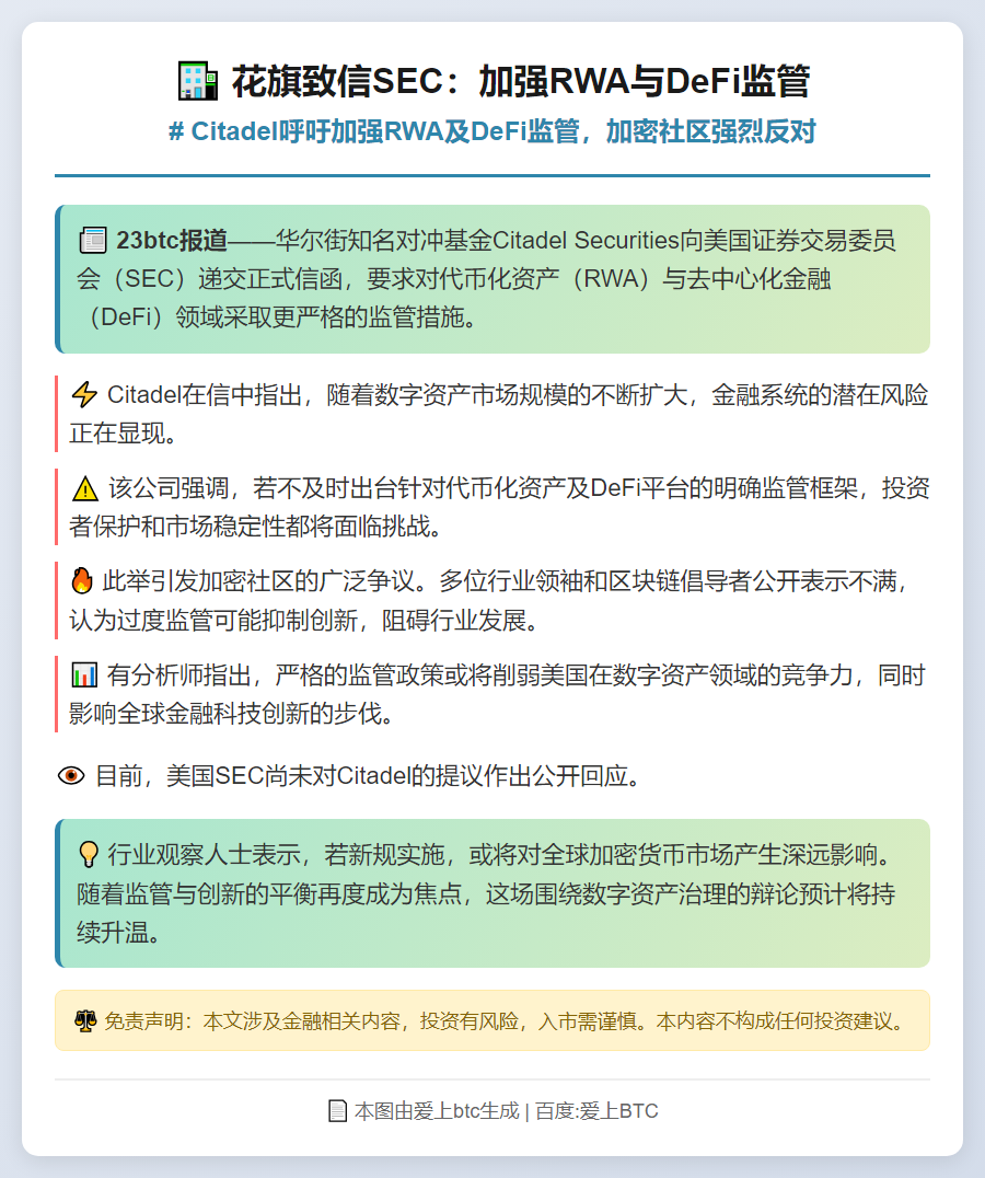 花旗致信SEC：加强RWA与DeFi监管