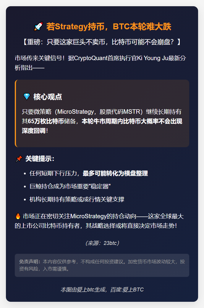 若Strategy持币，BTC本轮难大跌