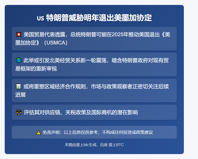 特朗普威胁明年退出美墨加协定