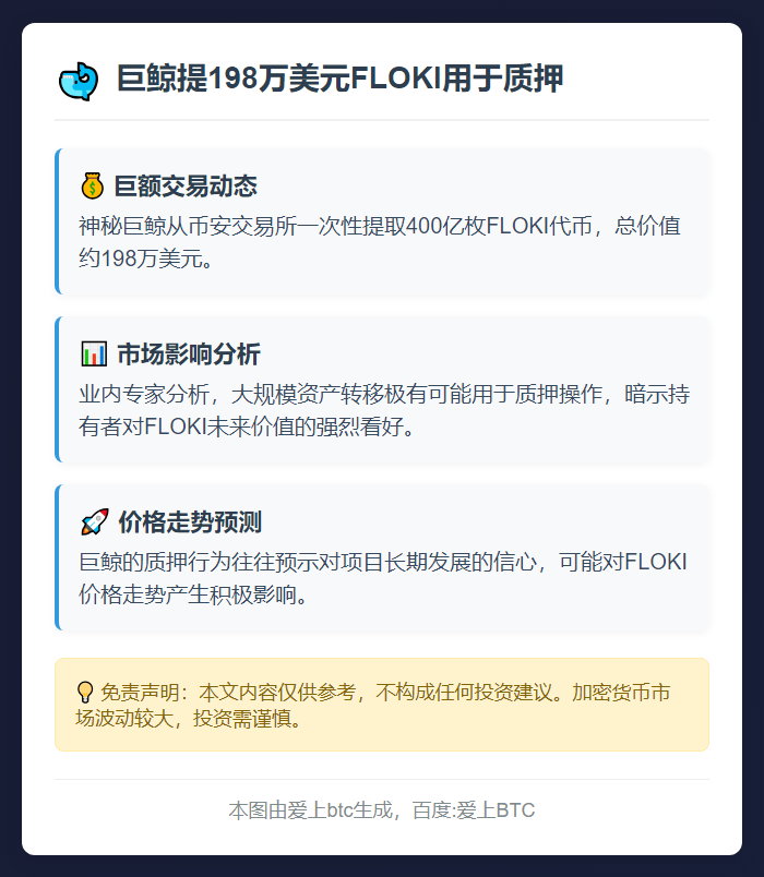 巨鲸提198万美元FLOKI用于质押