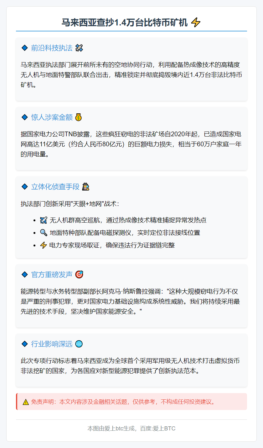 马来西亚查抄1.4万台比特币矿机