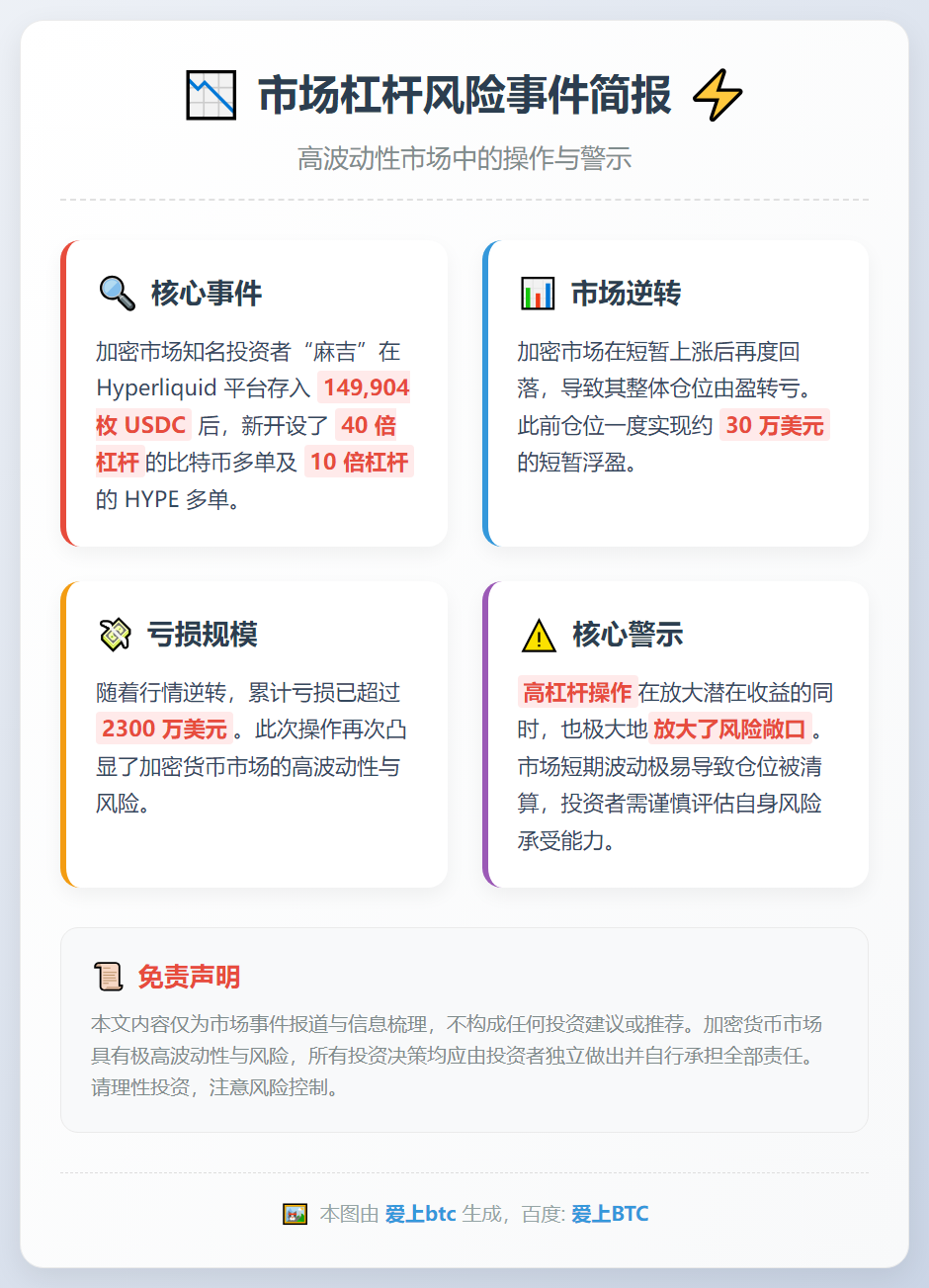 麻吉高杠杆多单遇跌转亏