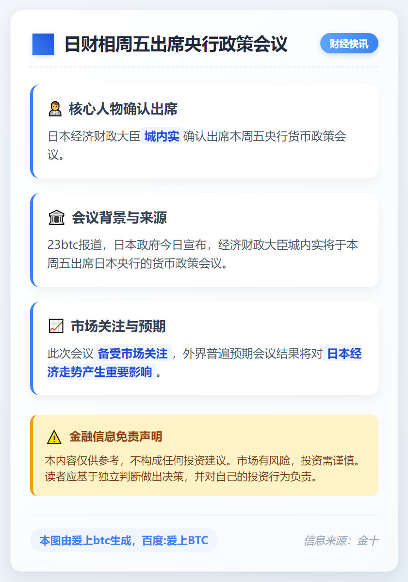 日财相周五出席央行政策会议