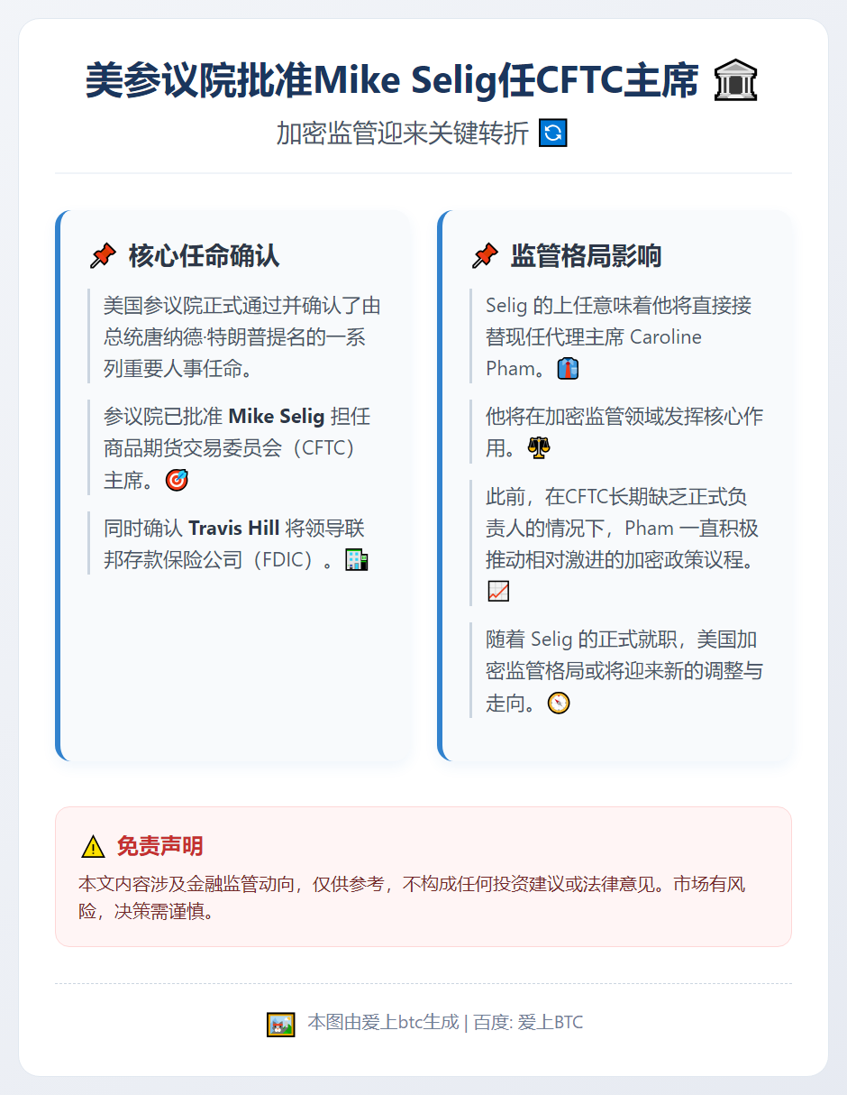美参议院批准Mike Selig任CFTC主席