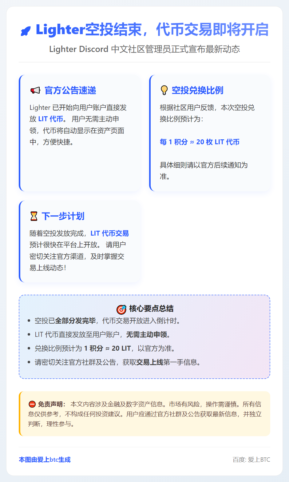 Lighter空投结束，代币交易即将开启