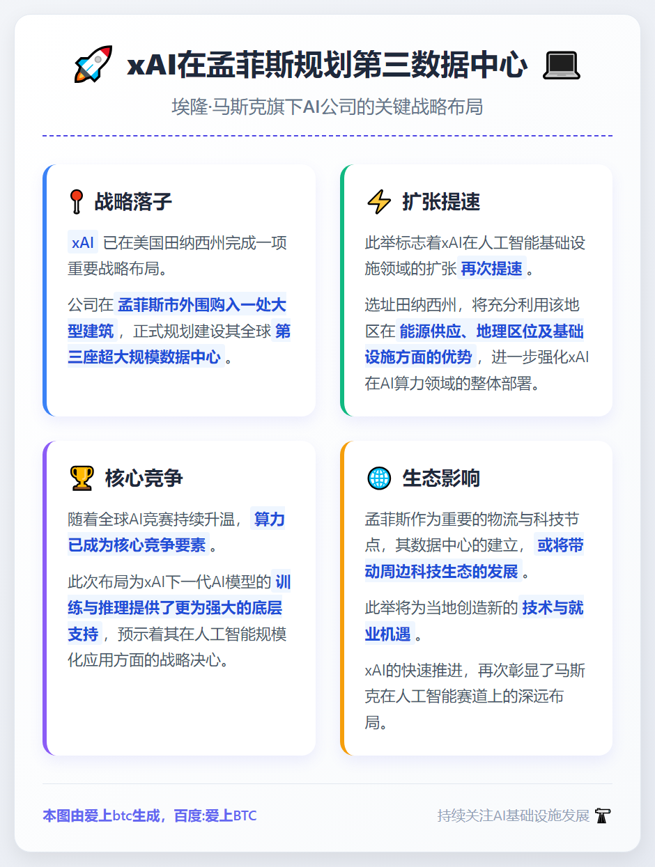 xAI在孟菲斯规划第三数据中心