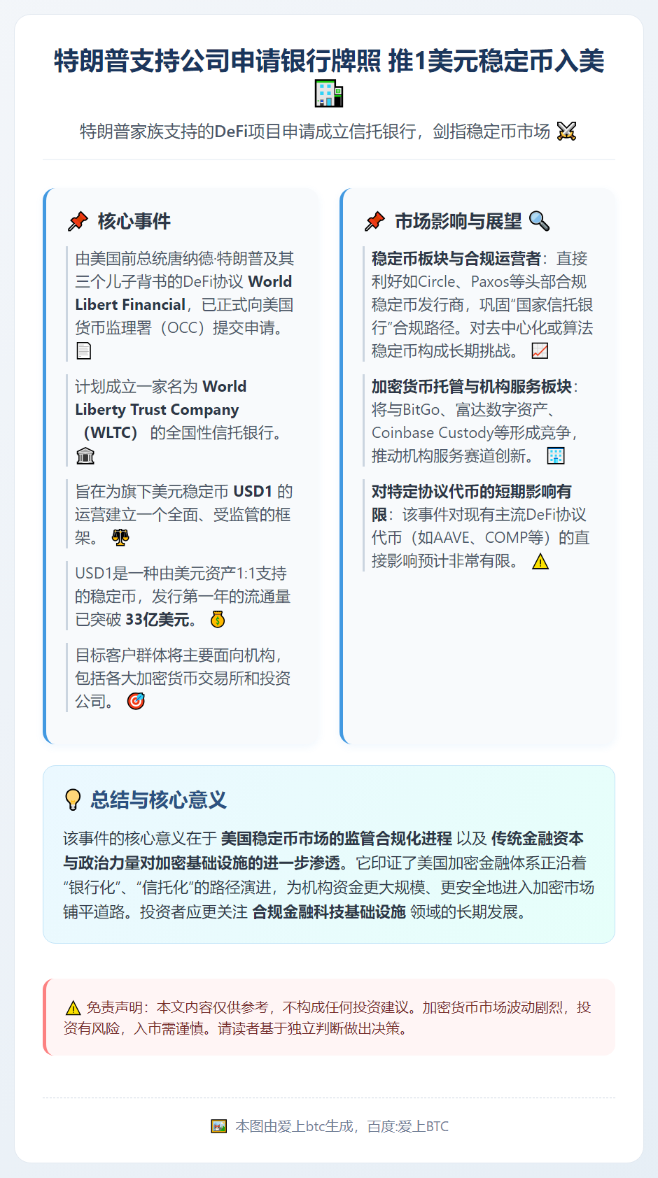 特朗普支持公司申请银行牌照 推1美元稳定币入美