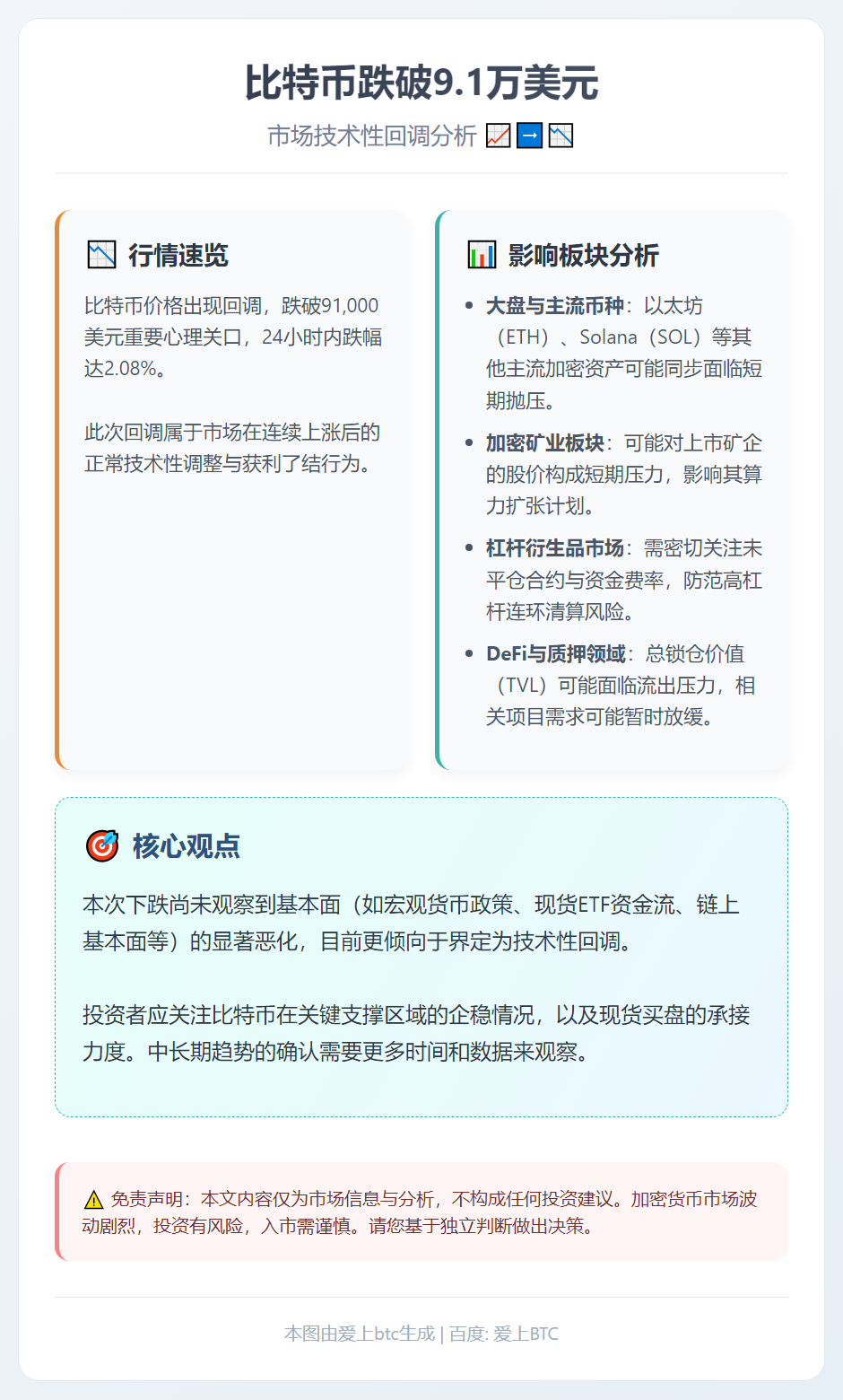 比特币跌破9.1万美元