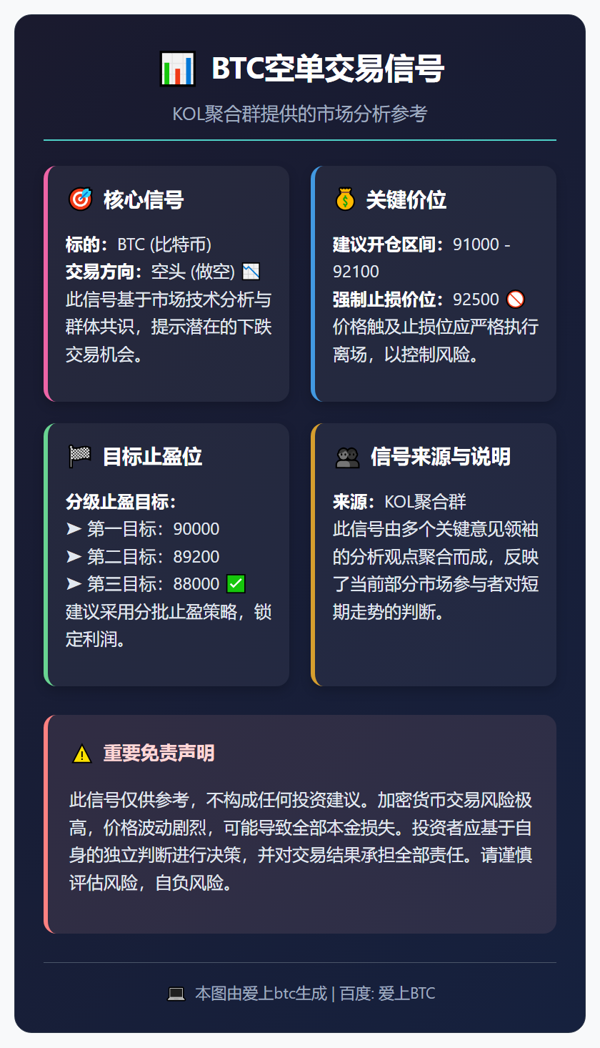 2026-01-09 16:52:08 BTC空单交易信号