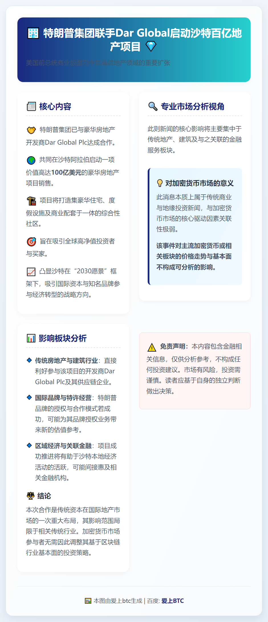 特朗普集团联手Dar Global启动沙特百亿地产项目