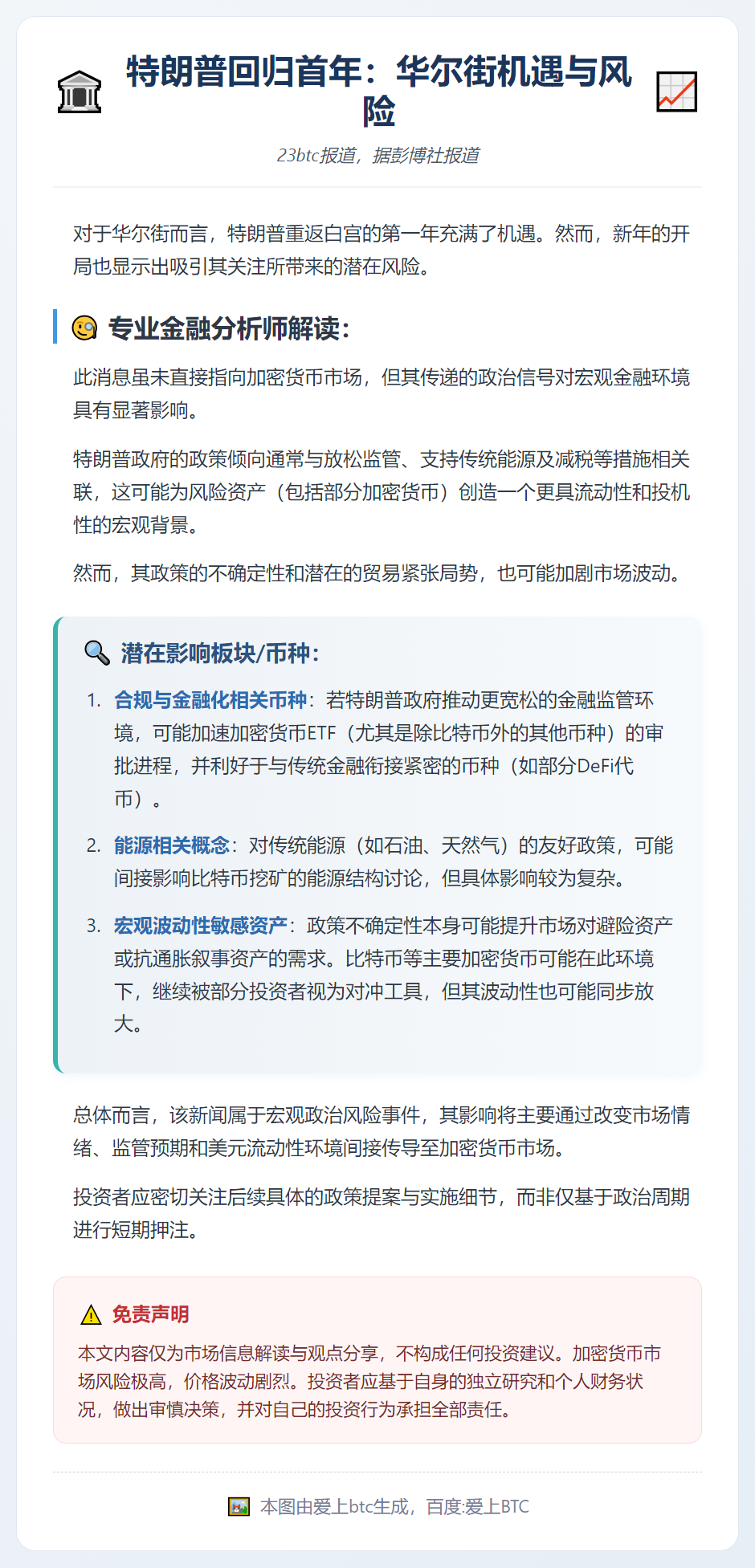 特朗普回归首年：华尔街机遇与风险