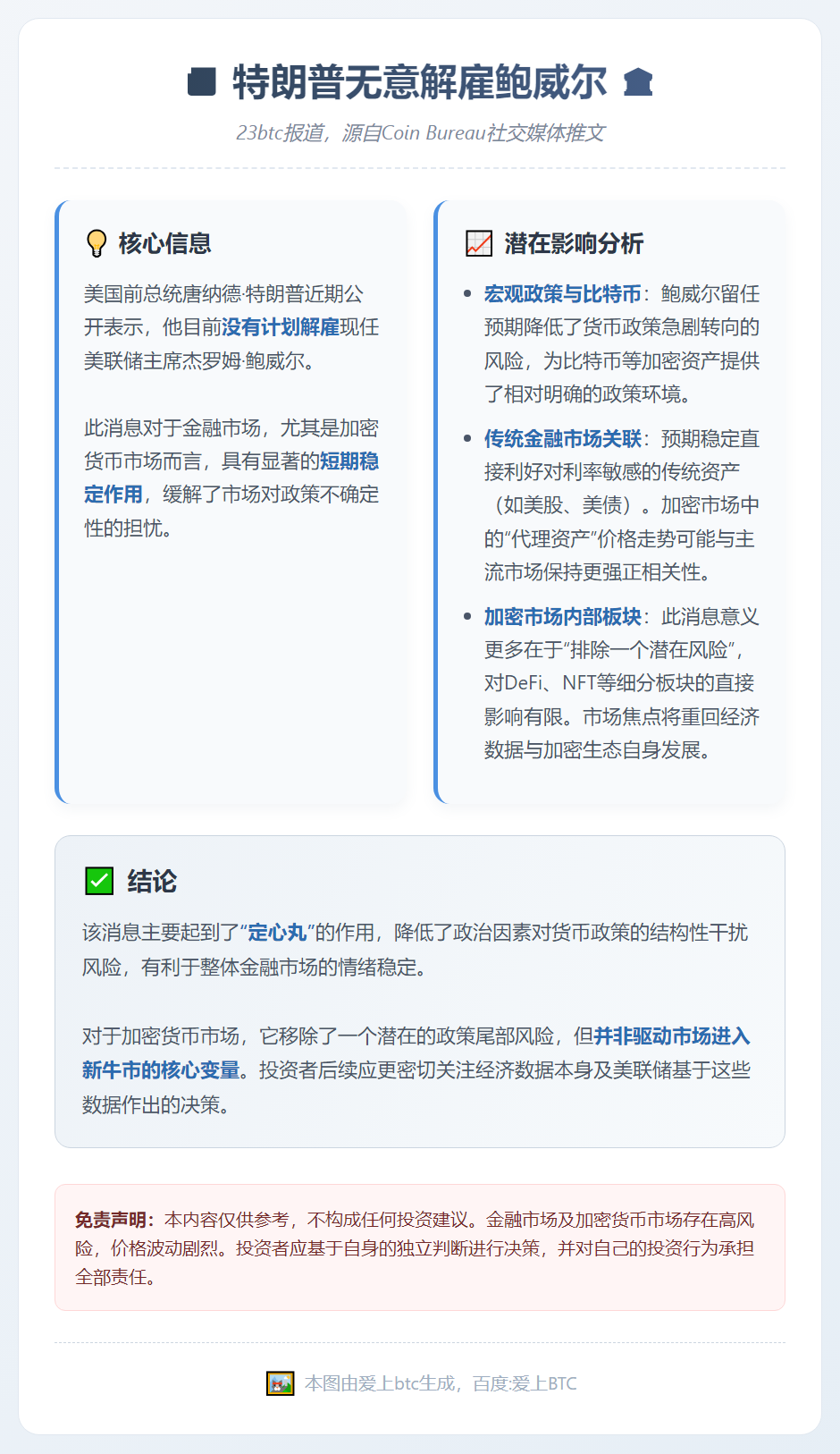 特朗普无意解雇鲍威尔