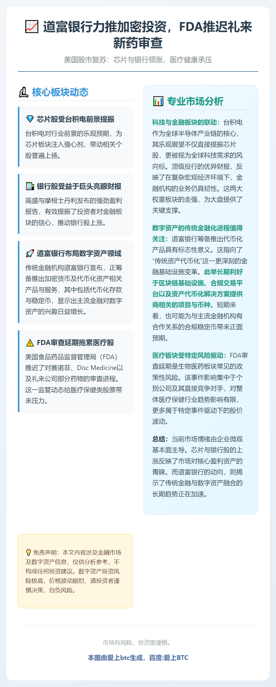 道富银行力推加密投资，FDA推迟礼来新药审查